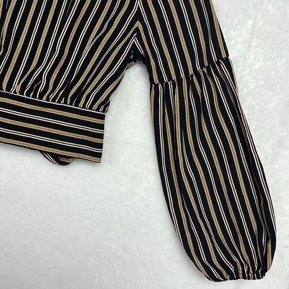 GB Long Sleeve Top Sz XL MULTICOLOR STRIPED AUTUMN NIGHTS CROPPED BLOUSE/TOP - Picture 4 of 9